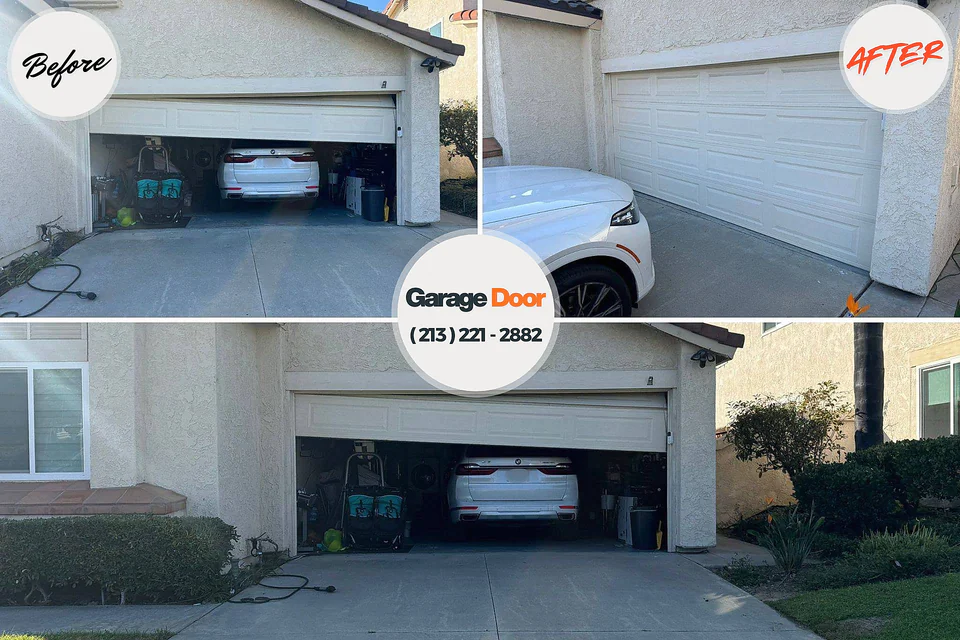 Before and after: garage door repair Roseville, CA